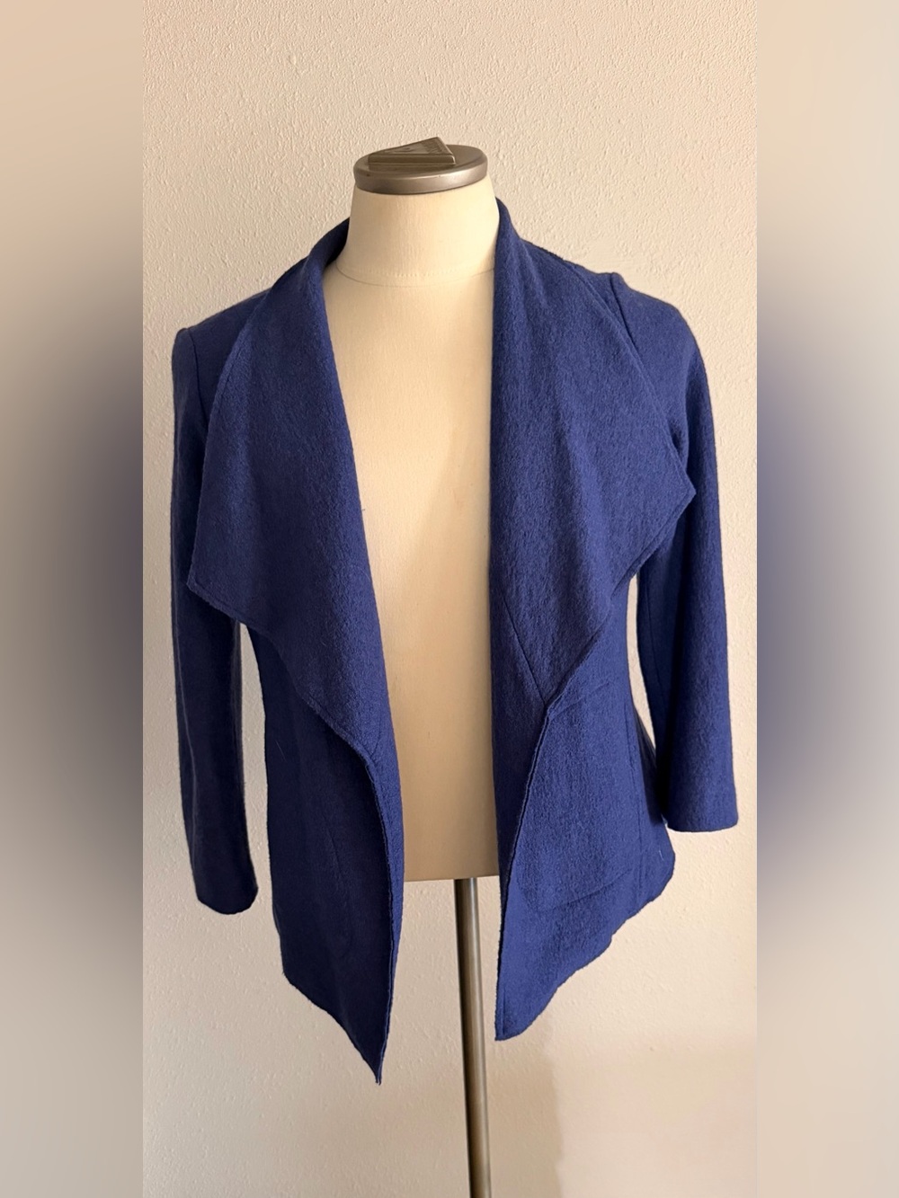 Elliott Lauren Royal Blue Wool Blend Open-Front Draped Blazer Size 8